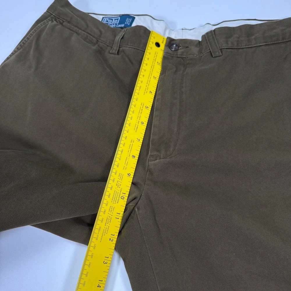 Vintage Polo Ralph Lauren Preston Mens Chinos 38x32 Brown Cotton Flat Front